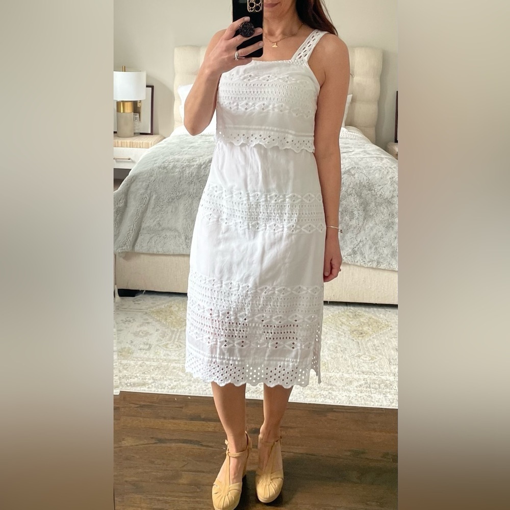 J. Crew White Eyelet Midi Dress